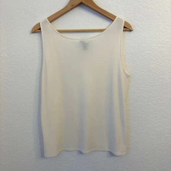 Eileen Fisher 100% Silk Jersey Shell Tank Top L Cream Ivory Capsule Minimalist - Picture 4 of 8